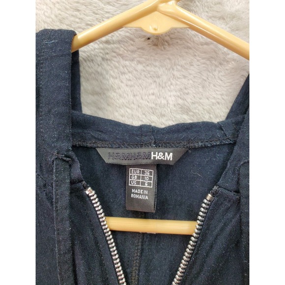 H&M Jacket Womens Size 6 Black Pockets Long Sleeve Hooded Drawstring Full Zipper - Picture 8 of 9